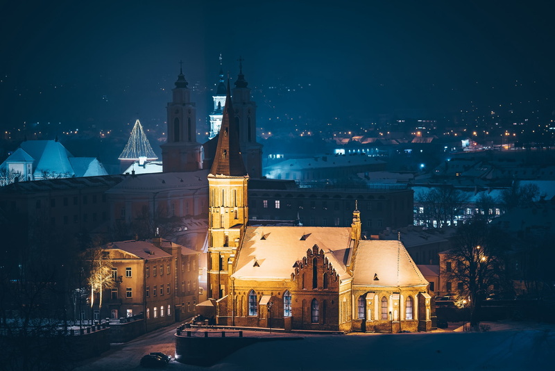 1080P, the city, Lithuania, Kaunas, night