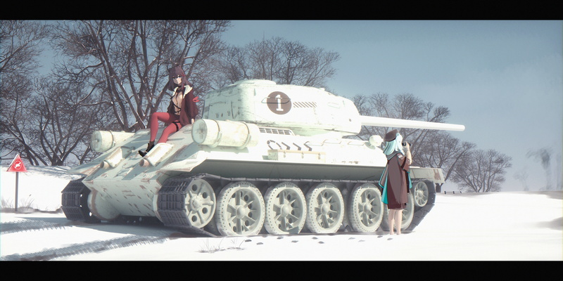 anime girls, Bangeningmeng, anime, T-34/85, T-34-85, Arknights, Zima (Arknights), tank, Istina (Arknights), 5K