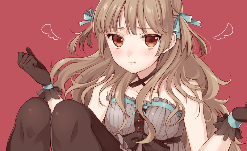 720P, eyes, bow, com, konachan, close, tagme, gloves, brown, red, dress, 260513, (artist), twintails, pantyhose, hair, original, long