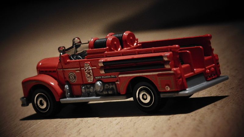 car, toy, toy car, 4K, care, motor vehicle, single object, Fire Truck, truck, maquette, no people, Seagrave, emergency vehicle, studio shot, antique, profile view