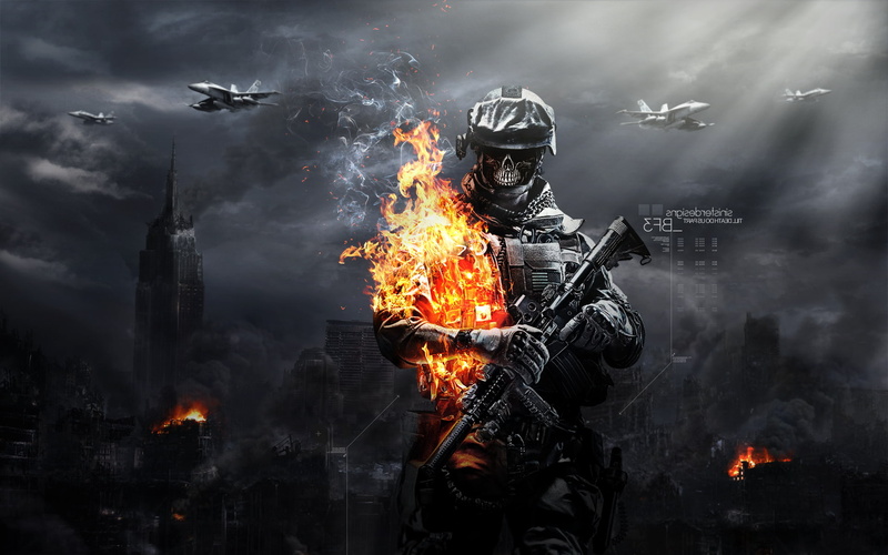 Battlefield 3, USA, airplane, fire, Dark, fire - natural phenomenon, army, destruction, sign, warning sign, accidents and disasters, communication, event