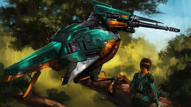 black, futuristic, army soldier, tree, nature, rescue worker, green, security, 1080P, fantasy art, men, outdoors, two people, uniform, bird