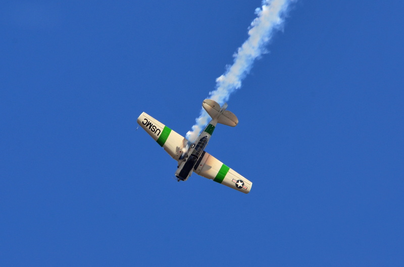 the sky, North American T-6G Texan PR-TIK, 4K, flight, smoke, the plane