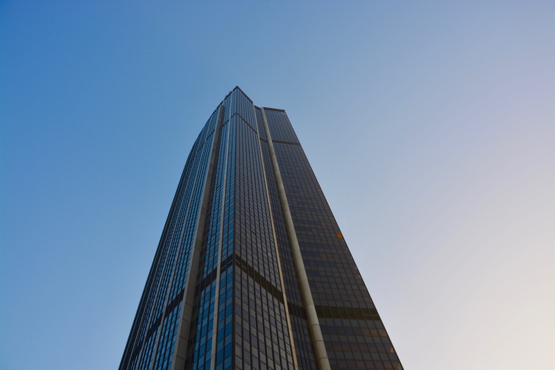 5K, blue, heritage, nature, clear sky, office building exterior, glass tower, low angle view, france capital city, city of paris, outdoors, two-hundred-ten meters high
