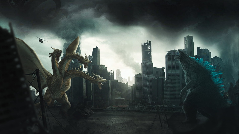 1080P, dark, King Ghidorah, Godzilla