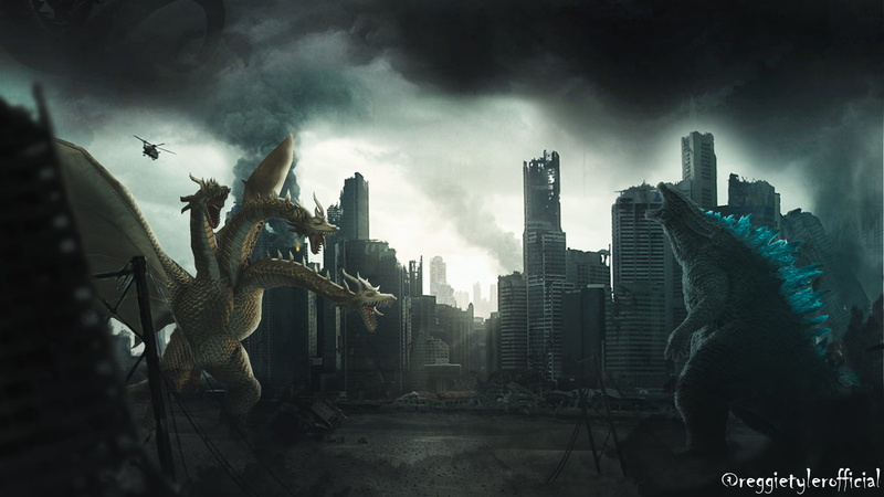 1080P, Godzilla, King Ghidorah, city