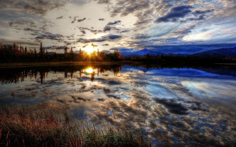 3d and abstract, peaceful, clouds, lake otto, busy, reflection, beautiful, lovely, 2K, reflections, water
