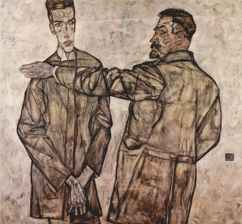 Egon Schiele, 1080P, Double portrait, Binche Heinrich and his son Otto
