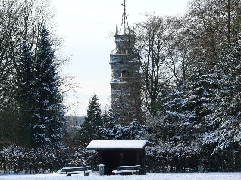 day, monument, tree, bare tree, no people, cold temperature, tower, winter, bismarckturm, sky, nature, belief, religion, building exterior, janówek, outdoors