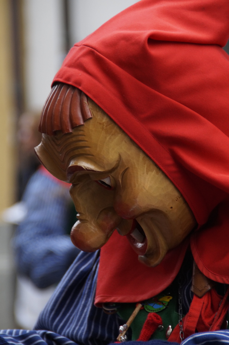 craft, haestraeger, red, mask, fools jump, panel, wooden mask, human representation, representation, close-up, statue, figure, strassenfasnet, masquerade