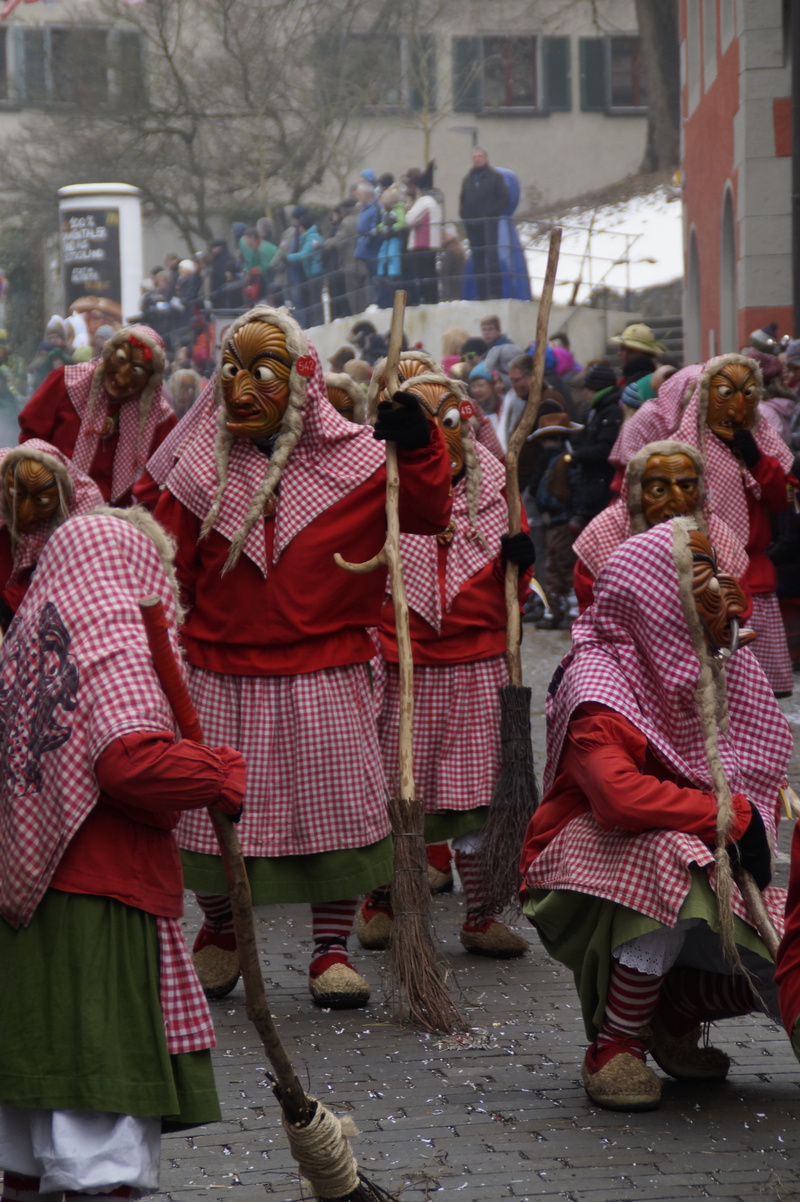 architecture, wooden mask, tradition, street, move, witches, celebration, carnival, masquerade, panel, group of people, outdoors, swabian alemannic, city