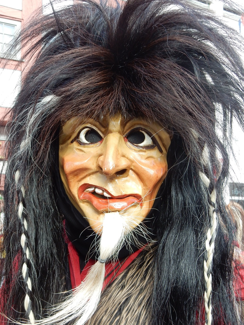 larva, carnival parade, person, 4K, wooden mask, long hair, mask, portrait, man, dressed up, lifestyles, february, focus on foreground, adult, one person