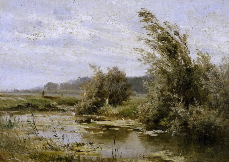 nature, trees, Carlos de Haes, 1080P, Landscape with a Pond, picture