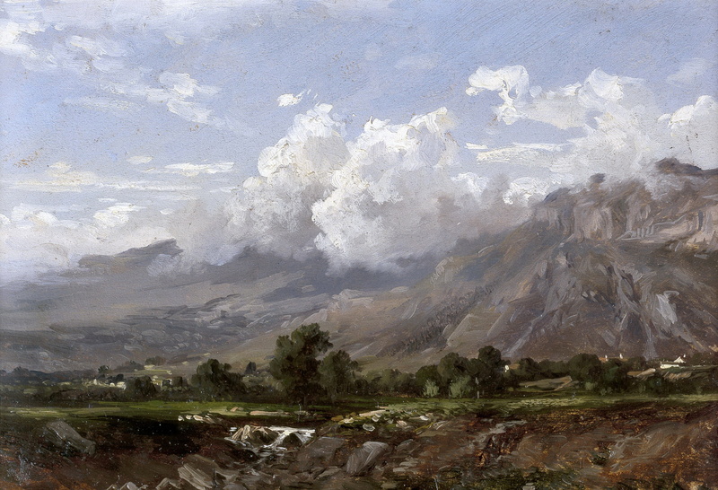 nature, Carlos de Haes, Mountain Landscape, clouds, picture, 1080P