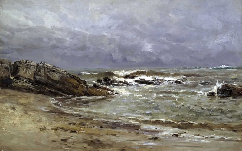 1080P, shore, stones, Seascape, picture, rocks, Carlos de Haes