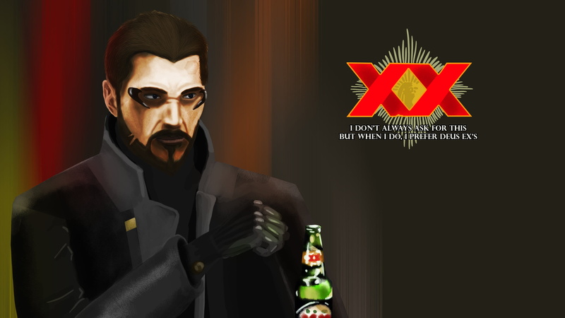 Gamer, young adult, dos equis, mid adult men, sign, game logo, sunglasses, pun, Deus Ex: Human Revolution, text, adult, patriotism, 4K, men, humor, safety