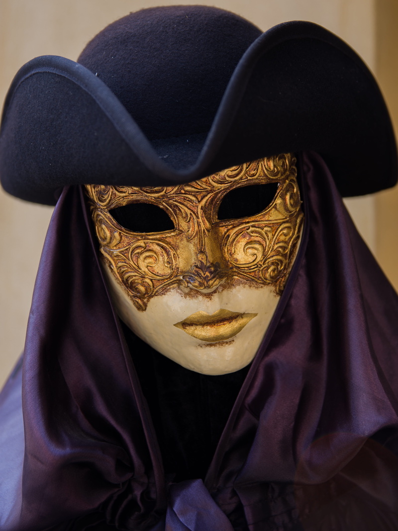 venice, carnival, disguise, fabric, mask, dress up, close-up, figure, headwear, gold, carnival - celebration event, obscured face, headshot, front view