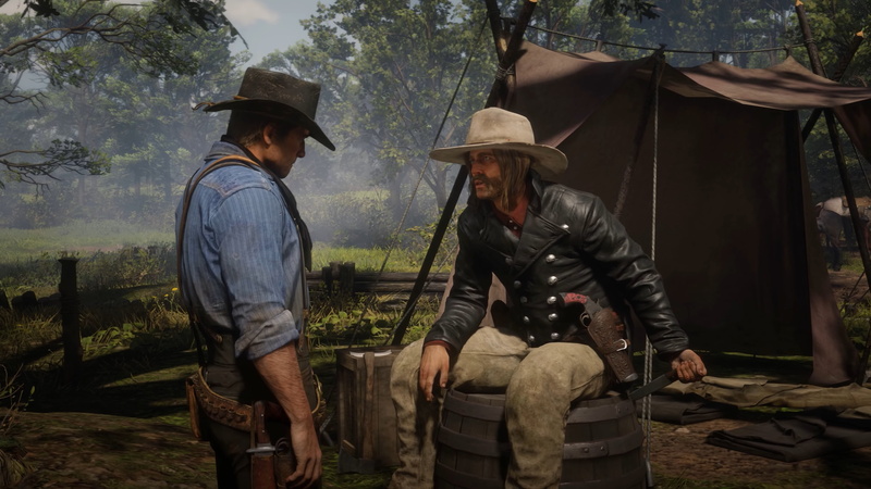 leisure activity, Rockstar Games, mature men, 4K, Red Dead Redemption 2, males, day, hat, togetherness, outdoors, two people, clothing, plant, nature