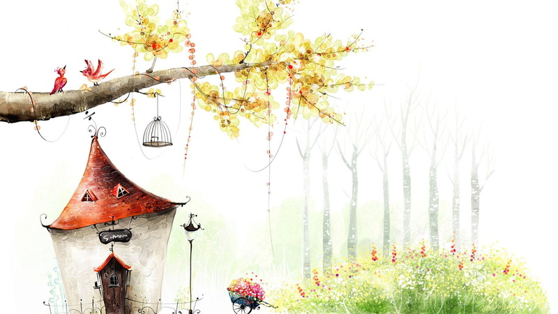 fairy, fantasy, 3d and abstract, forest, cottage, house, 1080P