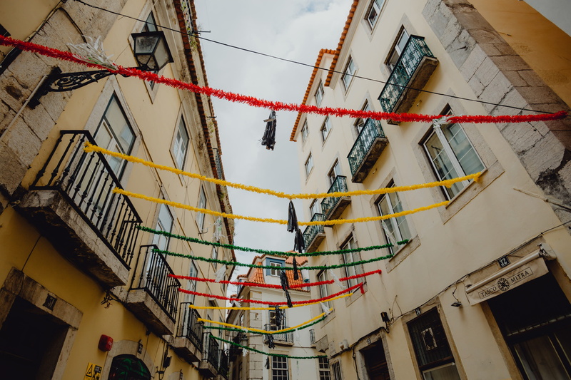 town, city, saint, 5K, Saint Anthony, garland, lisboa, construction industry, feast, industry, building exterior, development, hanging, happy, alfama