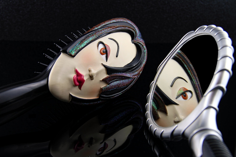 barber supplies, close-up, craft, 5K, no people, multi colored, arts culture and entertainment, mask - disguise, brush with ceramic head, female likeness