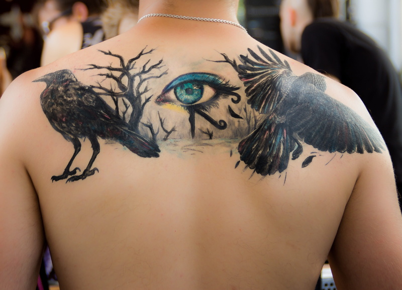 sensuality, color, hand, midsection, body part, gothic, body adornment, lifestyles, bird, painful, back, creativity, young adult, shirtless, human, black