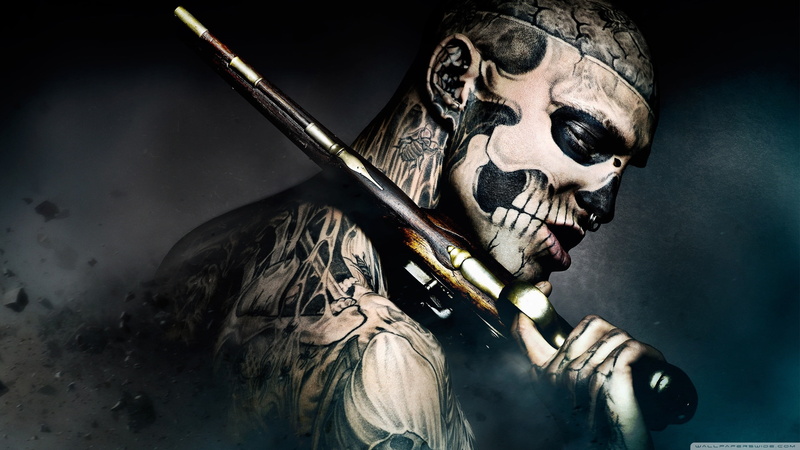 fear, knife - weapon, character, holding, portrait, movies, bone, revolver, 2K, people, tattoo, armed forces, 47 Ronin, horror, human body part