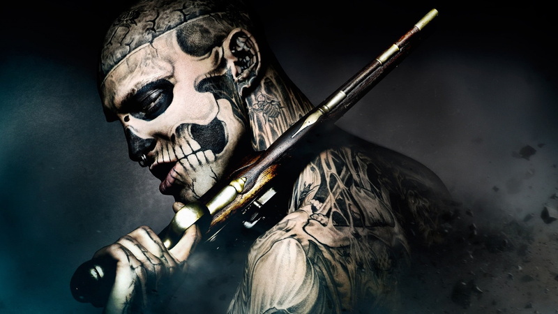tattoo, Nose Rings, gun, 1080P, men, Rico The Zombie