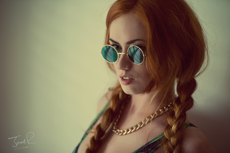 2K, Jack Russell  women  portrait  women with glasses  Jenny OSullivan  nose rings  braids  redhead  sunglasses  face