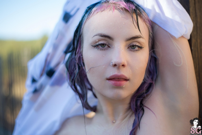 armpits, tongues, Karanlit Suicide, outdoors, women, sensual gaze, face, 2K, depth of field, dyed hair, women outdoors, looking at viewer, model, portrait
