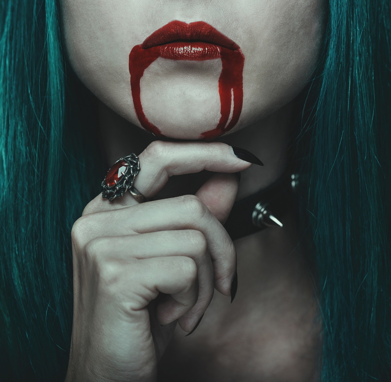 lips, female, blood, vampire, 2K, ring
