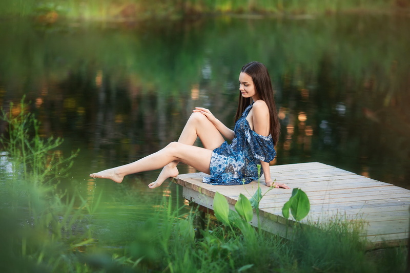 water, Girl, smile, Marina Mursalova, sitting, Anastasia Barmina, 1080P