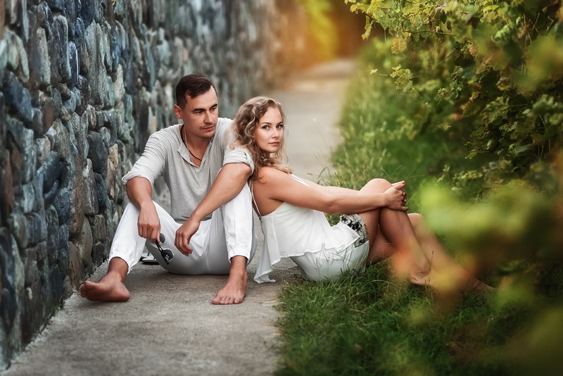 look, pair, dress, girl, lovers, Anastasia Barmina, male, 1080P, wall