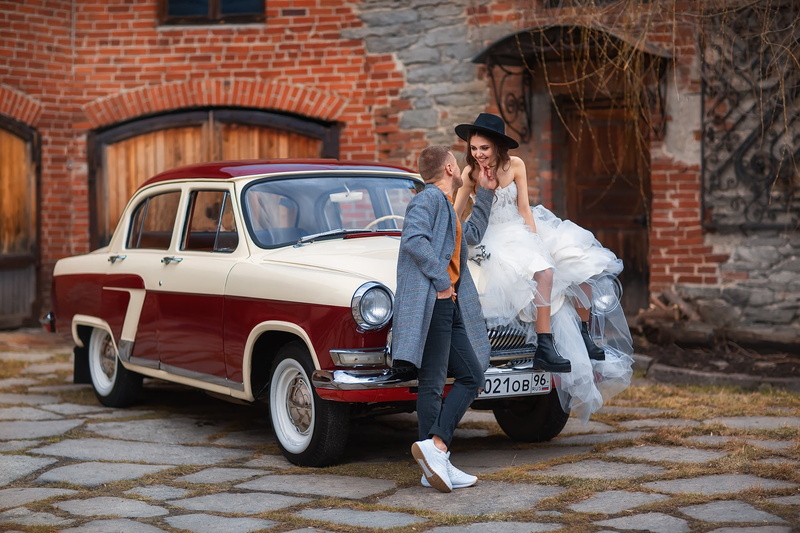 guy, retro, Anastasia Barmina, lovers, GAZ-21, girl, Volga, machine, auto, 1080P