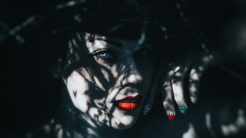 women, 1080P, face, Dark Indigo, 500px, fantasy girl, makeup, dark, model