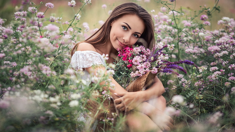 Sergey Shatskov, plant, gardening, adult, hair, beauty, lifestyles, portrait, 1080P, flowers, flowering plant, nature, females, beautiful woman, young adult