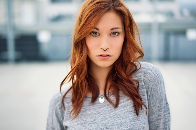 young adult, headshot, one person, 1080P, piercing, beauty, hairstyle, front view, beautiful woman, portrait, redhead, women, looking at viewer, young women