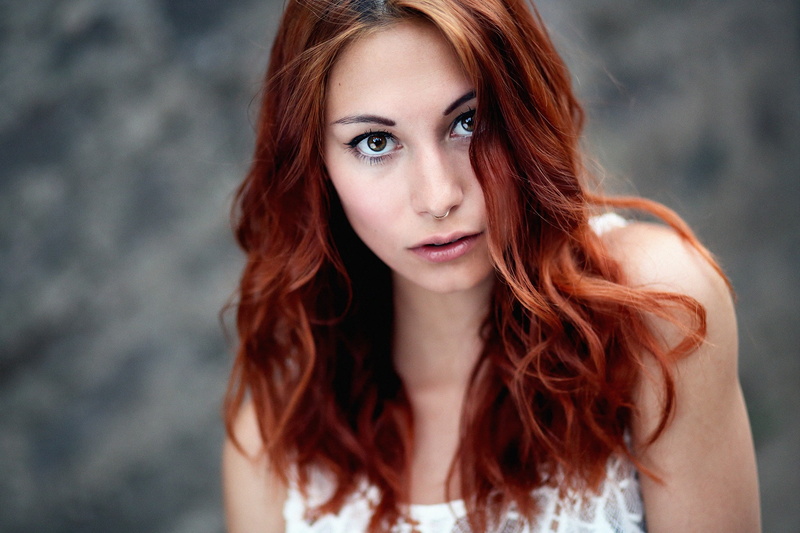 nose rings, Victoria Ryzhevolosaya, redhead, women, face, portrait, 1080P