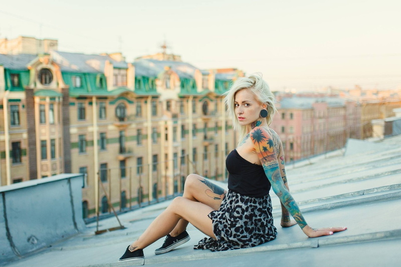 tattoo, Blonde, Bantik Boy, legs, Nose Rings, 1080P, model