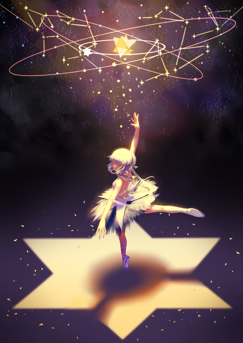 front view, vocaloid, digital composite, motion, stardust, one person, star - space, arts culture and entertainment, 2K, art and craft, closed eyes, young adult