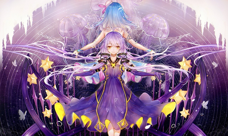ornate, Stardust (Vocaloid), digital composite, adult, people, religion, outdoors, futuristic, flowering plant, panoramic, multi colored, art and craft