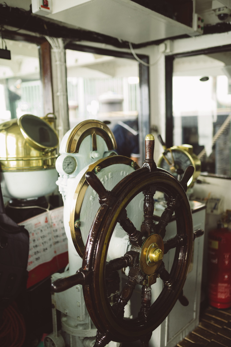 no people, factory, brown, alloy, sink, metal, steering wheel, closeup, 5K, city, boat, day, machine part, industry, steering, vehicle interior, building