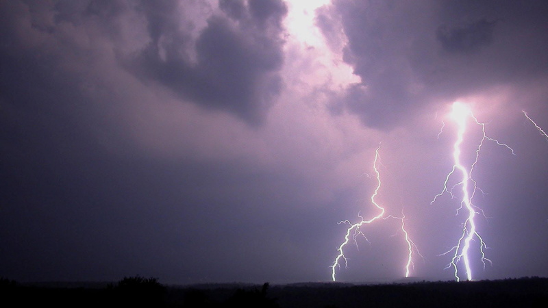 fork, 1080P, lightning, hd, blue, black, thunderbolt