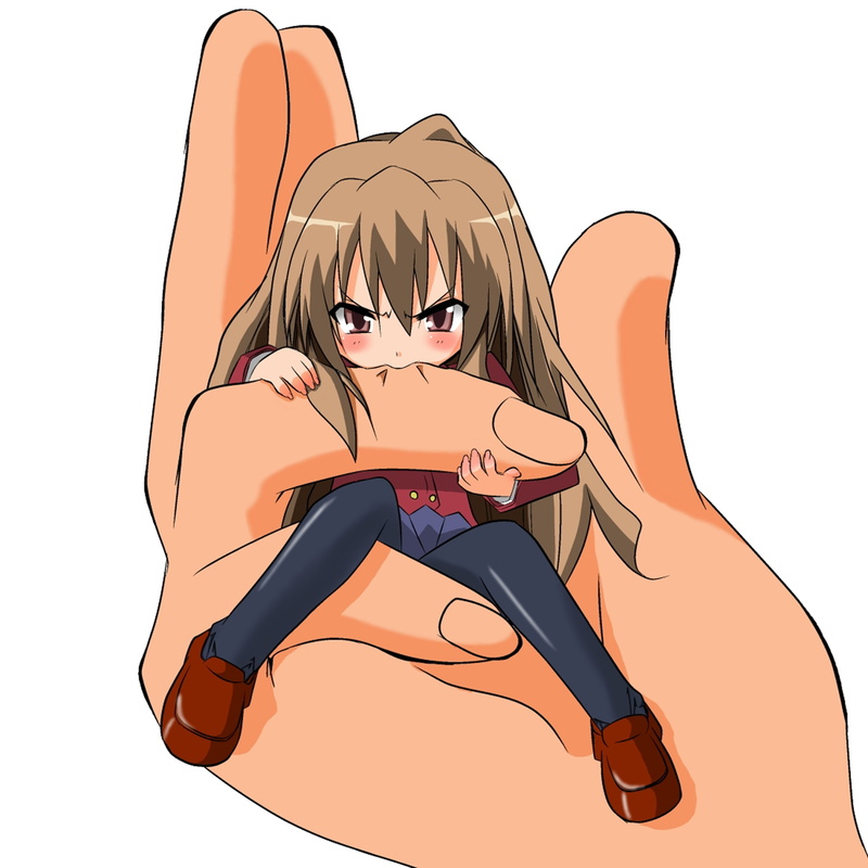 bite, eyes, fingers, transparent, uniforms, blush, 1080P, brunettes, hd, chibi, entertainment, art, taiga, brown, aisaka, toradora, funny, hands