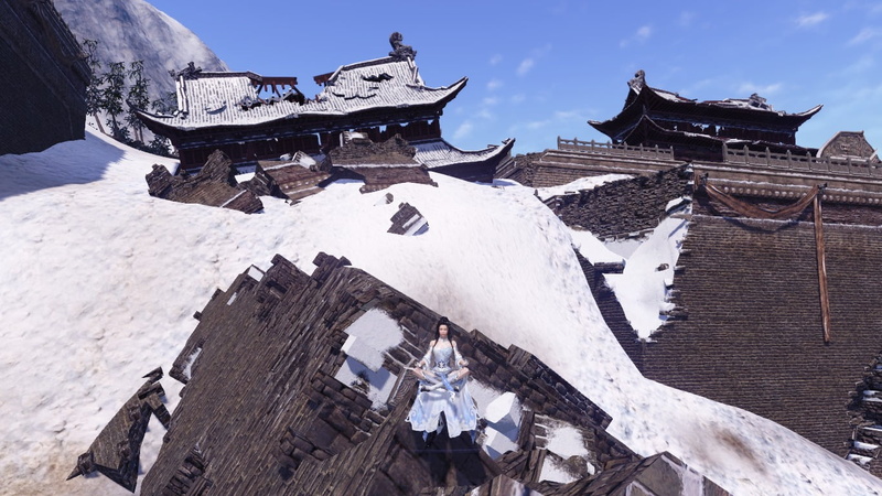 day, the past, China, outdoors, spirituality, building exterior, belief, roof, building, ruined, history, snow, built structure, nature, cold temperature