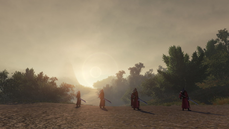 beauty in nature, WuXia, sky, sunset, tree, plant, nature, land, women, China, group of people, group, real people, gamers, sunlight, outdoors, medium group of people