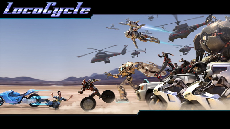 sky, Twisted Pixel, helicopters, video games, 1080P, flying, adult, motorcycle, communication, technology, men, people, males, LocoCycle, Pablo