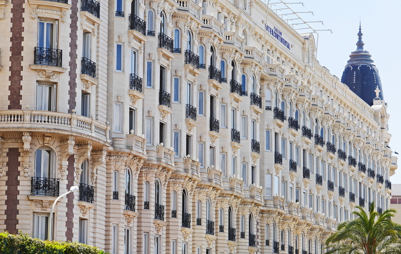 tower, palm, building, hotel, great, tree, cannes, wrought iron, palatial, low angle view, balconies, tourism, the past, city, palm trees, facade, festival city