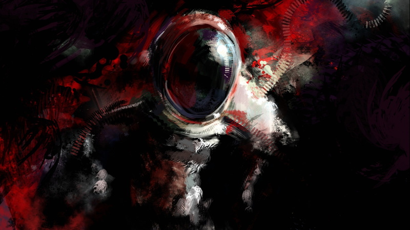 animal, no people, black, evil, red, painting, dark, underwater, indoors, digital art, 2K, sea, eye, protection, digital composite, stone, artwork, close-up