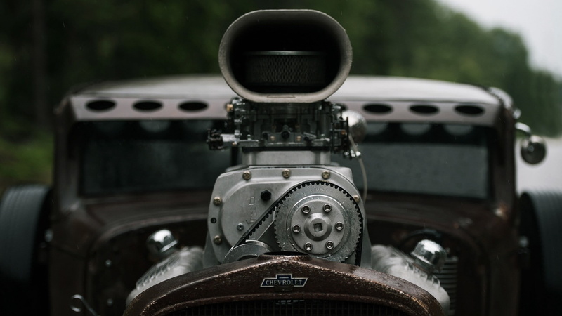 Chevrolet, wheels, Hot Rod, engines, vehicle, oldtimers, gears, old car, depth of field, closeup, classic car, 1080P